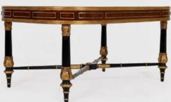 Casa Padrino Luxus Barock Couchtisch Braun / Schwarz / Gold 122 x 81 x H. 56 cm - Edler Massivholz Wohnzimmertisch mit Glasplatte - Barock Möbel