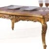 Casa Padrino Luxus Barock Couchtisch Antik Gold 100 x 90 x H. 45 cm - Wohnzimmertisch mit Glasplatte - Barockstil Wohnzimmer Möbel