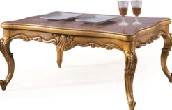 Casa Padrino Luxus Barock Couchtisch Antik Gold 100 x 90 x H. 45 cm - Wohnzimmertisch mit Glasplatte - Barockstil Wohnzimmer Möbel