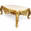 Casa Padrino Luxus Barock Couchtisch Weiß / Gold / Braun 128 cm - Prunkvoller Barockstil Wohnzimmertisch - Barock Wohnzimmer Möbel