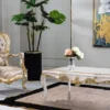 Casa Padrino Luxus Barock Couchtisch Weiß / Beige / Gold - Prunkvoller Wohnzimmertisch im Barockstil - Barockstil Wohnzimmer Möbel - Barock Möbel - Barock Einrichtung - Luxus Möbel im Barockstil