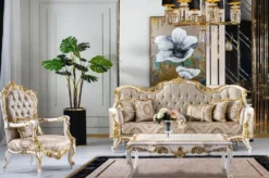 Casa Padrino Luxus Barock Couchtisch Weiß / Beige / Gold - Prunkvoller Wohnzimmertisch im Barockstil - Barockstil Wohnzimmer Möbel - Barock Möbel - Barock Einrichtung - Luxus Möbel im Barockstil