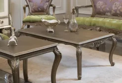 Casa Padrino Luxus Barock Couchtisch Silber 125 x 70 x H. 41 cm - Massivholz Wohnzimmertisch - Edle Barock Möbel