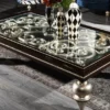 Casa Padrino Luxus Barock Couchtisch Dunkelbraun / Antik Silber 167 x 92 x H. 48 cm - Prunkvoller Massivholz Wohnzimmertisch mit Glasplatte - Luxus Qualität