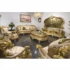 Casa Padrino Luxus Barock Couchtisch Grau / Grün / Schwarz / Gold 164 cm - Barockstil Wohnzimmertisch - Barockstil Wohnzimmer Möbel