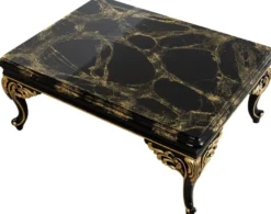 Casa Padrino Luxus Barock Couchtisch Schwarz / Gold 110 x 84 x H. 48 cm - Prunkvoller Wohnzimmertisch - Wohnzimmer Möbel im Barockstil