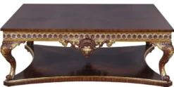 Casa Padrino Luxus Barock Couchtisch Braun / Gold - Handgefertigter Massivholz Tisch im Barockstil - Barock Wohnzimmer Möbel - Edel & Prunkvoll