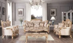 Casa Padrino Luxus Barock Couchtisch Naturfarben - Prunkvoller Massivholz Wohnzimmertisch im Barockstil - Barock Wohnzimmer Möbel - Edel & Prunkvoll