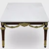 Casa Padrino Luxus Barock Couchtisch mit Marmorplatte Weiß / Dunkelbraun / Gold - Rechteckger Wohnzimmertisch im Barockstil - Barock Möbel - Edel & Prunkvoll