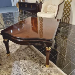 Casa Padrino Luxus Barock Couchtisch Dunkelbraun / Gold 118 cm - Barock Möbel