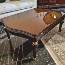 Casa Padrino Luxus Barock Couchtisch Dunkelbraun / Gold 118 cm - Barock Möbel