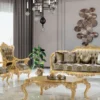 Casa Padrino Luxus Barock Couchtisch Gold 120 x 90 x H. 46 cm - Handgefertigter Massivholz Wohnzimmertisch im Barockstil - Prunkvolle Barock Möbel