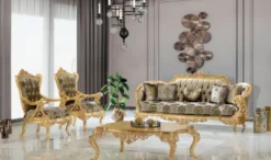 Casa Padrino Luxus Barock Couchtisch Gold 120 x 90 x H. 46 cm - Handgefertigter Massivholz Wohnzimmertisch im Barockstil - Prunkvolle Barock Möbel