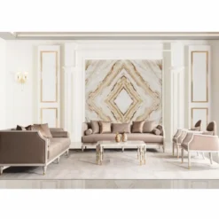 Casa Padrino Luxus Barock Couchtisch Creme / Gold 110 cm - Barock Wohnzimmer Möbel
