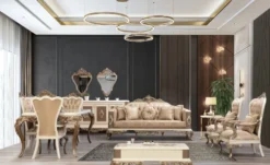 Casa Padrino Luxus Barock Couchtisch Weiß / Braun / Gold 130 x 92 x H. 50 cm - Prunkvoller handgefertigter Wohnzimmertisch im Barockstil - Barock Möbel