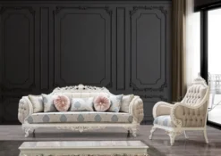 Casa Padrino Luxus Barock Couchtisch Cremeweiß / Kupfer - Rechteckiger Barockstil Wohnzimmertisch - Barockstil Wohnzimmer Möbel - Barock Möbel - Luxus Möbel im Barockstil