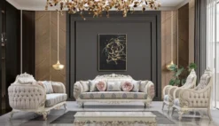 Casa Padrino Luxus Barock Couchtisch Cremeweiß / Kupfer - Rechteckiger Barockstil Wohnzimmertisch - Barockstil Wohnzimmer Möbel - Barock Möbel - Luxus Möbel im Barockstil