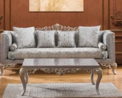 Casa Padrino Luxus Barock Couchtisch Silber / Gold 124 x 95 x H. 48 cm - Edler Wohnzimmertisch im Barockstil - Barock Möbel