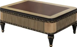 Casa Padrino Luxus Barock Couchtisch Braun / Schwarz / Gold - Prunkvoller Wohnzimmertisch im Barockstil - Barockstil Wohnzimmer Möbel - Barock Einrichtung - Barock Möbel - Luxus Möbel im Barockstil
