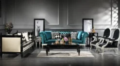Casa Padrino Luxus Barock Couchtisch Schwarz 144 x 98 x H. 46 cm - Barockstil Wohnzimmertisch mit Glasplatte - Barockmöbel