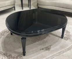 Casa Padrino Luxus Barock Couchtisch Schwarz - Ovaler Barockstil Wohnzimmertisch - Luxus Wohnzimmer Möbel im Barockstil - Barock Möbel - Edel & Prunkvoll