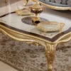 Casa Padrino Luxus Barock Couchtisch Weiß / Braun / Gold - Prunkvoller Massivholz Wohnzimmertisch im Barockstil - Barock Wohnzimmer Möbel - Edel & Prunkvoll