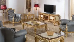 Casa Padrino Luxus Barock Couchtisch Weiß / Braun / Gold - Prunkvoller Massivholz Wohnzimmertisch im Barockstil - Barock Wohnzimmer Möbel - Edel & Prunkvoll