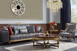 Casa Padrino Luxus Barock Couchtisch Dunkelbraun / Gold - Runder Massivholz Wohnzimmertisch im Barockstil - Luxus Wohnzimmer Möbel im Barockstil - Barock Möbel - Edel & Prunkvoll