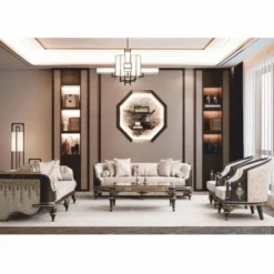 Casa Padrino Luxus Barock Couchtisch Beige / Braun / Gold 120 cm - Barock Möbel