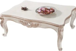 Casa Padrino Luxus Barock Couchtisch Weiß / Antik Bronze 122 x 82 x H. 46 cm - Massivholz Wohnzimmertisch im Barockstil