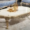 Casa Padrino Luxus Barock Couchtisch Weiß / Antik Gold 143 x 94 x H. 44 cm - Prunkvoller Barock Wohnzimmertisch