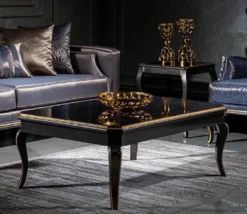 Casa Padrino Luxus Barock Couchtisch Schwarz / Gold - Eleganter Wohnzimmertisch im Barockstil - Handgefertigter Massivholz Tisch - Barock Wohnzimmer Möbel