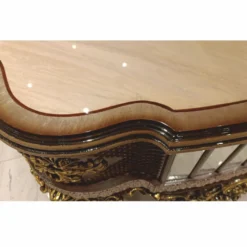 Casa Padrino Luxus Barock Couchtisch Beige / Braun / Gold 125 cm - Barockstil Wohnzimmer Möbel