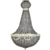 Casa Padrino Luxus Barock Decken Hängeleuchte 55 x H 110 cm - Glas / Schwarz / Silber