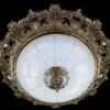Casa Padrino Luxus Barock Deckenleuchte Antik Messing / Gold / Weiß Ø 47 x H. 21 cm - Prunkvolle Barockstil Deckenlampe - Barock Leuchten