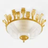 Casa Padrino Luxus Barock Deckenleuchte Gold / Weiß Ø 52 x H. 28 cm - Made in Italy
