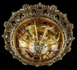 Casa Padrino Luxus Barock Deckenleuchte Antik Messing / Gold / Gelb / Braun Ø 47 x H. 21 cm - Prunkvolle Barockstil Deckenlampe - Barock Leuchten