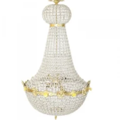 Casa Padrino Luxus Barock Decken Hängeleuchte - Goldfarbenes Metall und Glas - 60 x H 110 cm