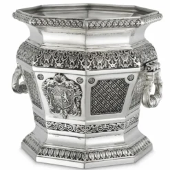 Casa Padrino Luxus Barock Deko Weinkühler Antik Silber H. 30 cm - Hotel Deko