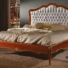 Casa Padrino Luxus Barock Doppelbett Weiß / Braun / Gold - Prunkvolles Massivholz Bett - Barock Schlafzimmer Möbel - Luxus Qualität - Made in Italy