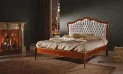 Casa Padrino Luxus Barock Doppelbett Weiß / Braun / Gold - Prunkvolles Massivholz Bett - Barock Schlafzimmer Möbel - Luxus Qualität - Made in Italy