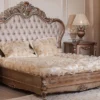 Casa Padrino Luxus Barock Doppelbett Grau / Kupfer / Silber - Prunkvolles Massivholz Bett - Luxus Schlafzimmer Möbel im Barockstil - Barock Möbel - Barock Einrichtung - Edel & Prunkvoll