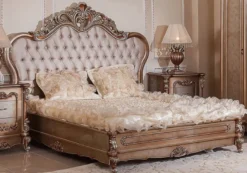 Casa Padrino Luxus Barock Doppelbett Grau / Kupfer / Silber - Prunkvolles Massivholz Bett - Luxus Schlafzimmer Möbel im Barockstil - Barock Möbel - Barock Einrichtung - Edel & Prunkvoll