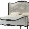 Casa Padrino Luxus Barock Doppelbett Antik Silber / Schwarz - Prunkvolles Massivholz Bett mit Kopfteil - Barock Schlafzimmer Möbel