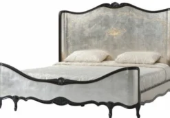 Casa Padrino Luxus Barock Doppelbett Antik Silber / Schwarz - Prunkvolles Massivholz Bett mit Kopfteil - Barock Schlafzimmer Möbel
