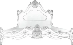 Casa Padrino Luxus Barock Doppelbett Weiß / Silber - Edles Massivholz Bett mit Kopfteil - Prunkvolle Schlafzimmer Möbel im Barockstil