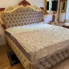 Casa Padrino Luxus Barock Doppelbett mit Matratze Grau / Gold / Braun - Prunkvolles Massivholz Bett - Luxus Schlafzimmer Möbel im Barockstil - Barock Möbel - Edel & Prunkvoll