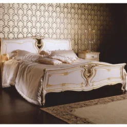 Casa Padrino Luxus Barock Doppelbett Weiß / Gold - Barock Möbel - Made in Italy