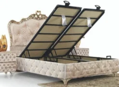 Casa Padrino Luxus Barock Doppelbett Beige / Cremefarben / Braun - Verschiedene Größen - Handgefertigtes Massivholz Bett im Barockstil - Barock Schlafzimmer & Hotel Möbel - Edel & Prunkvoll
