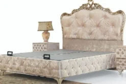 Casa Padrino Luxus Barock Doppelbett Beige / Cremefarben / Braun - Verschiedene Größen - Handgefertigtes Massivholz Bett im Barockstil - Barock Schlafzimmer & Hotel Möbel - Edel & Prunkvoll